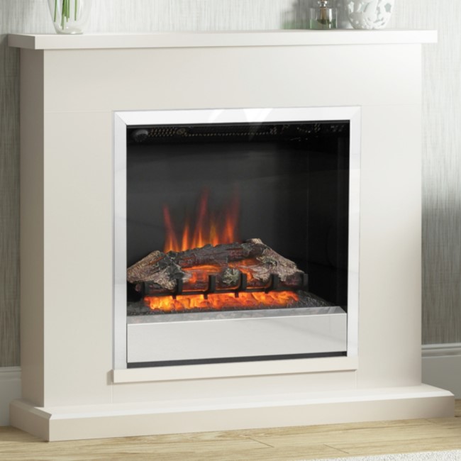 Cream Freestanding Log Effect Electric Fireplace Suite - Be Modern Elsham