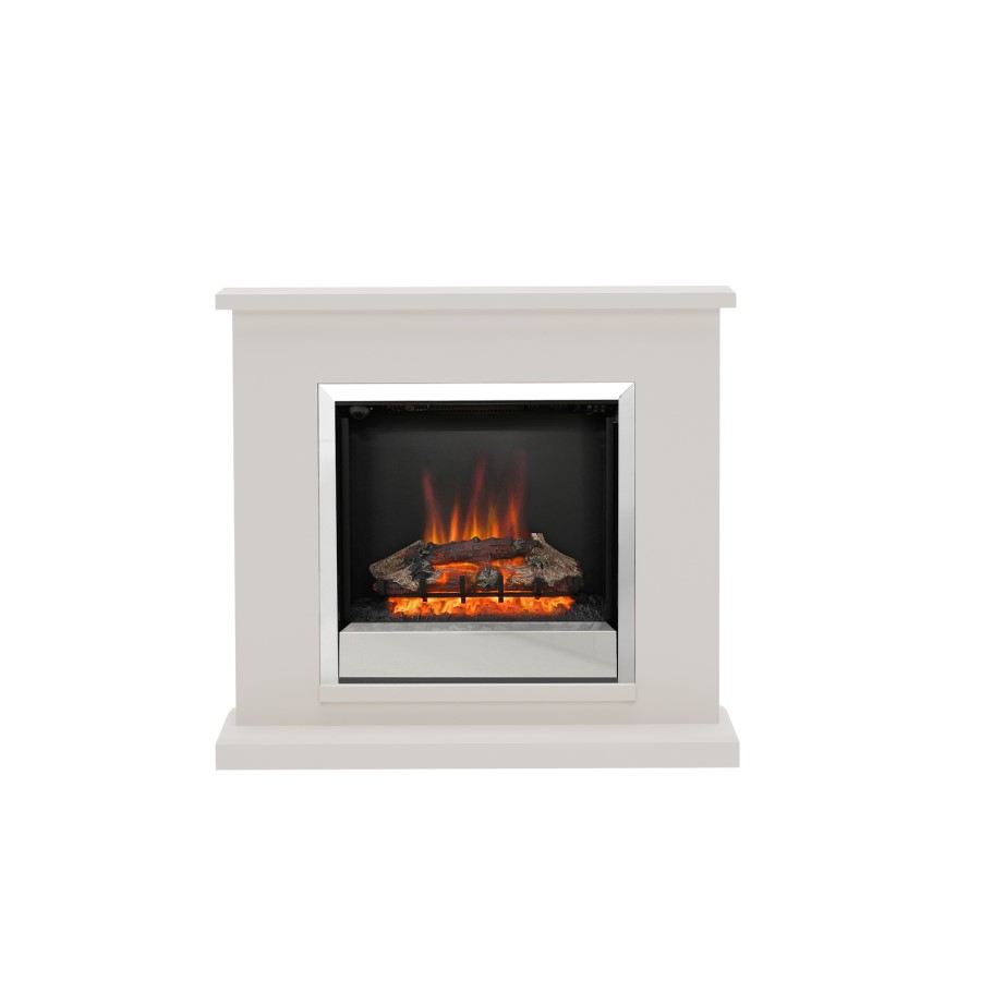 Cream Freestanding Log Effect Electric Fireplace Suite - Be Modern Elsham