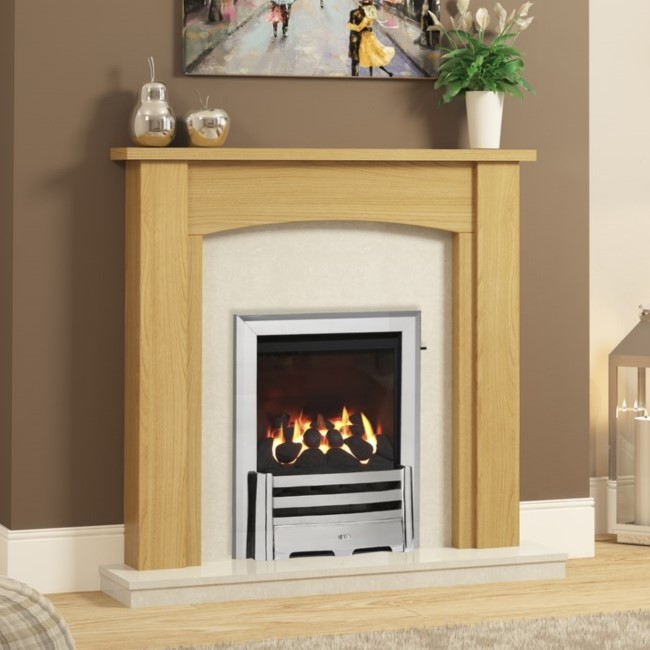 48 Inch Natural Oak Effect Freestanding Fireplace Surround - Be Modern
