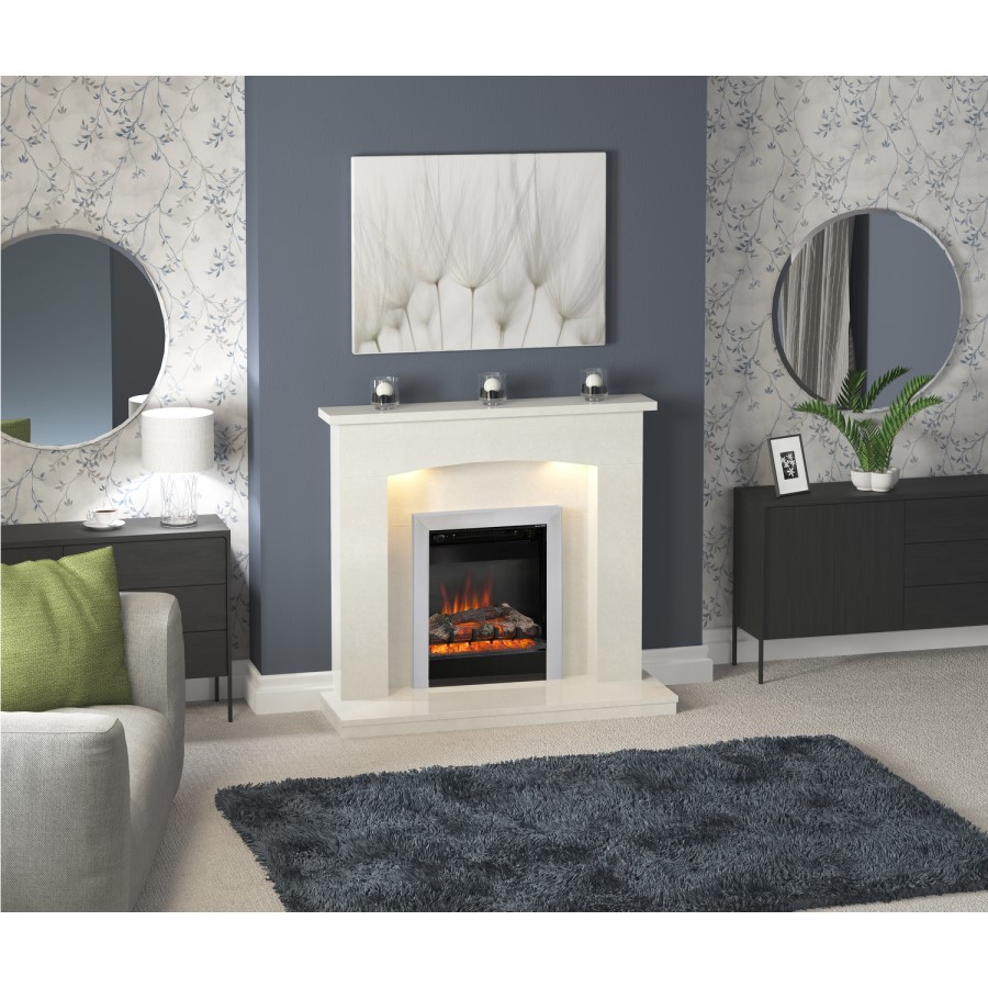 GRADE A2 - BeModern Athena 16" Electric Inset Fire in Chrome & Black