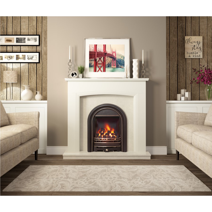 Be Modern Abbey Slimline 120mm Gas Fire in Black Highlight