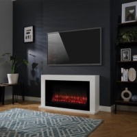 GRADE A2 - White Electric Wide Screen Fireplace Suite - Suncrest 