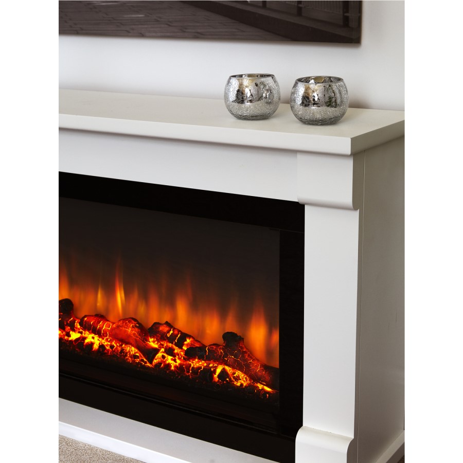 GRADE A1 - Suncrest Bradbury Electric Low Level Fireplace Suite in White with Wide Screen Fire