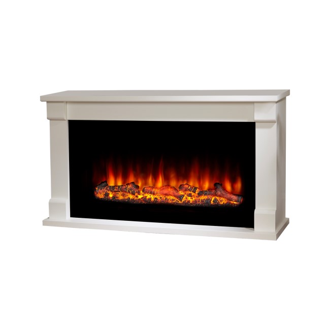 Suncrest Bradbury White and Black Freestanding Electric Fireplace Suite