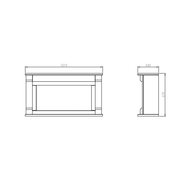 Suncrest Bradbury White and Black Freestanding Electric Fireplace Suite