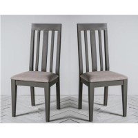 Pair of Grey Dining Chairs with Fabric Seat - Caspian House