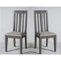Pair of Grey Dining Chairs with Fabric Seat - Caspian House