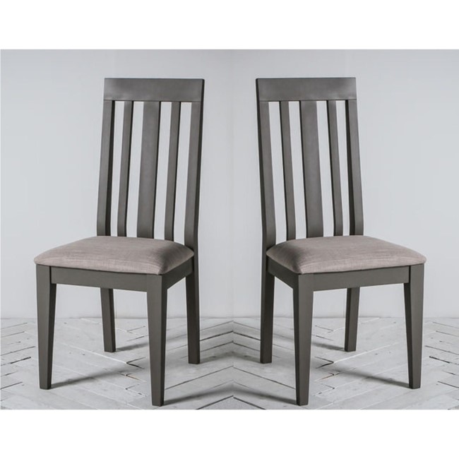 Pair of Grey Dining Chairs with Fabric Seat - Caspian House