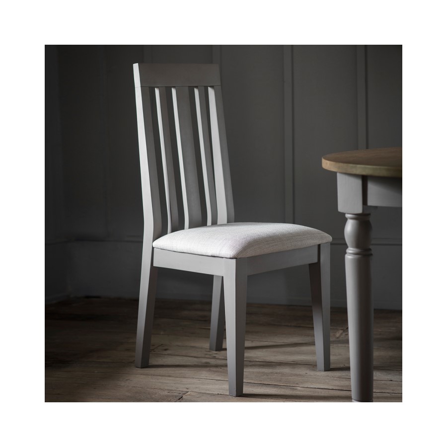Pair of Grey Dining Chairs with Fabric Seat - Caspian House