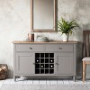 Gallery Large Oak Drinks Cupboard in Painted Grey with Wine Storage - Cookham Range