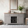Large Grey Painted Sideboard with Wine Rack & Storage - Caspian House
