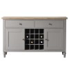 Large Grey Painted Sideboard with Wine Rack &amp; Storage - Caspian House