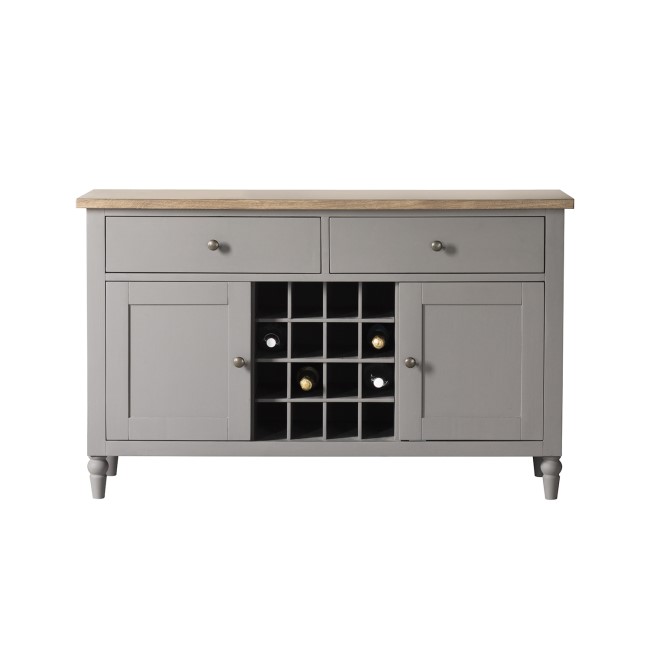 Large Grey Painted Sideboard with Wine Rack & Storage - Caspian House