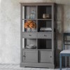 Grey Painted Solid Wood Display Cabinet - Caspian House