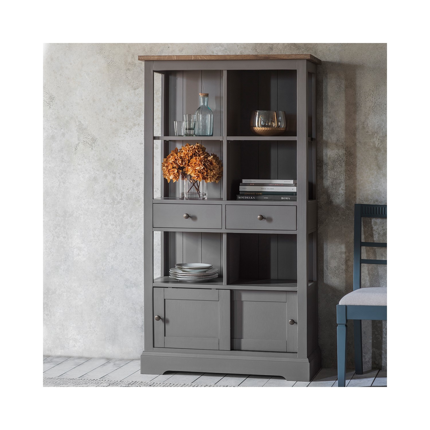 Photo of Grey painted solid wood display cabinet - caspian house