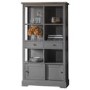 Grey Painted Solid Wood Display Cabinet - Caspian House