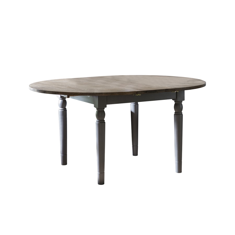Grey and Oak Farmhouse Round Extendable Dining Table - Seats 4-6