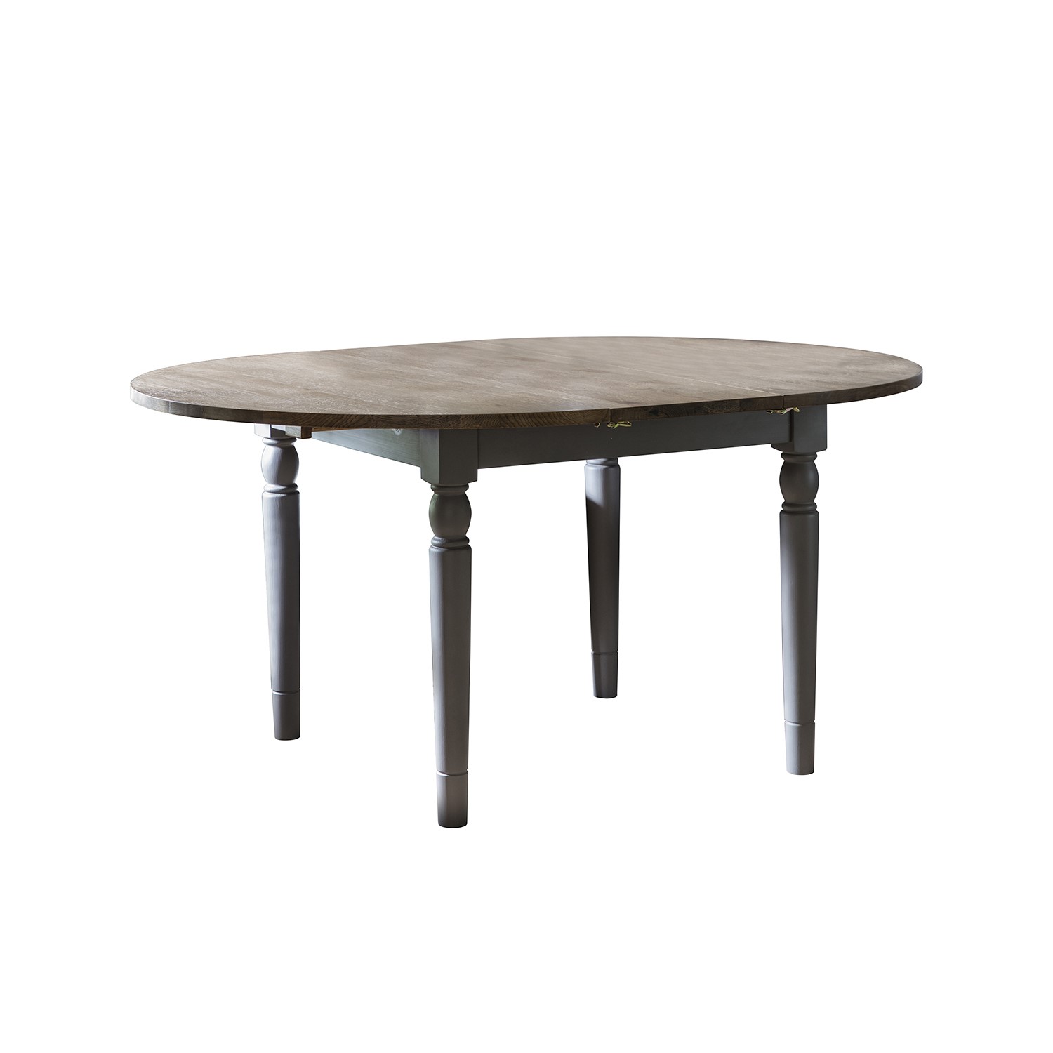Grey And Oak Farmhouse Round Extendable Dining Table Seats 4 6 Furniture123