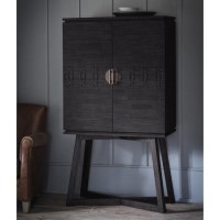 Black Solid Wood Drinks Display Cabinet - Caspian House