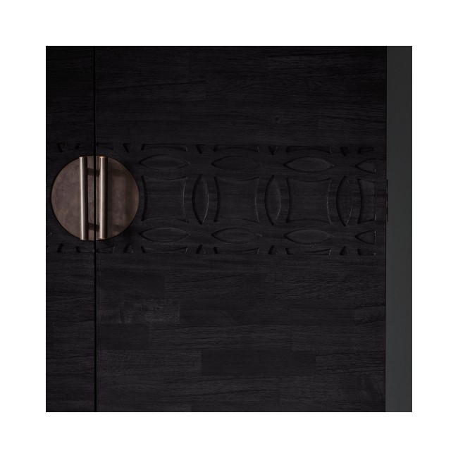 Black Solid Wood Drinks Display Cabinet - Caspian House