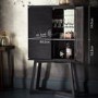 Black Solid Wood Drinks Display Cabinet - Caspian House