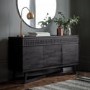 Solid Dark Wood 2 Drawer 3 Door Sideboard - Caspian House