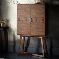 Boho Retreat Style Brown Solid Wood Drinks Cabinet