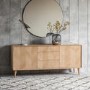 Milano Solid Oak Light Wood Chevron Style Sideboard with 2 Doors & 3 Drawers - Caspian House