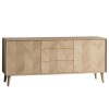 Milano Solid Oak Light Wood Chevron Style Sideboard with 2 Doors &amp; 3 Drawers - Caspian House