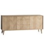 Milano Solid Oak Light Wood Chevron Style Sideboard with 2 Doors & 3 Drawers - Caspian House