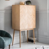 Gallery Milano Solid Oak Drinks Cabinet with Light Wood Chevron Finish