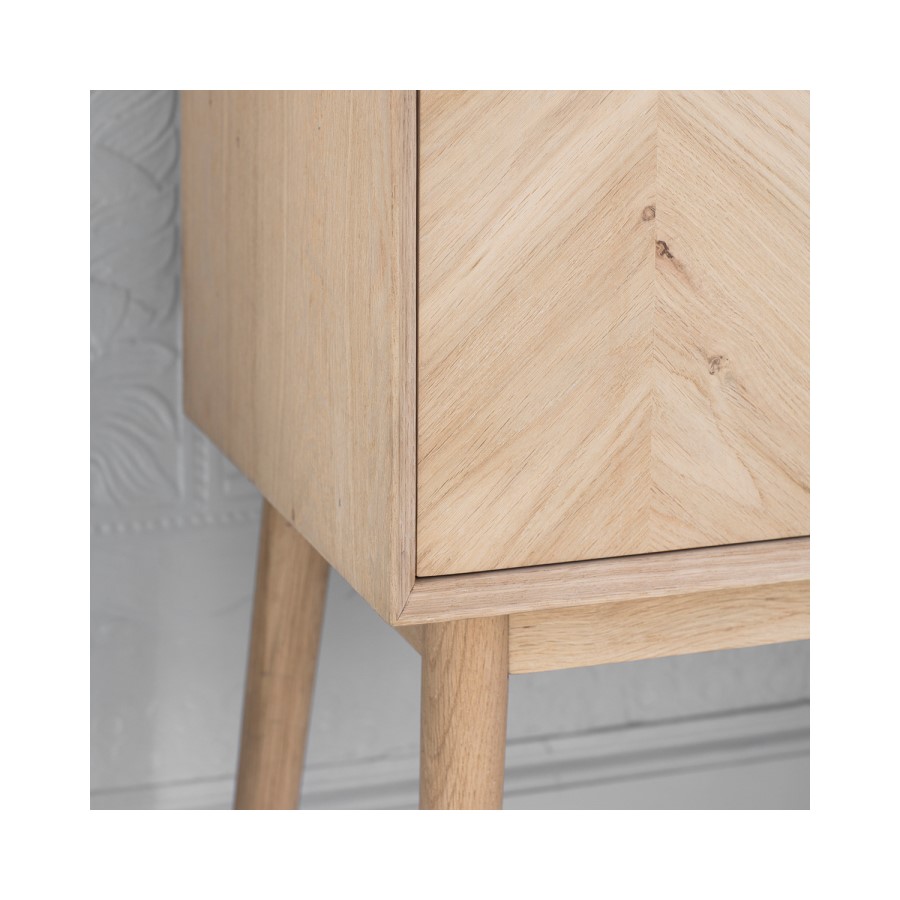Gallery Milano Solid Oak Drinks Cabinet with Light Wood Chevron Finish