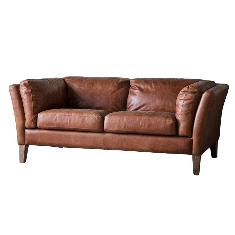 Brown Vintage Leather 2 Seater Sofa - Caspian House