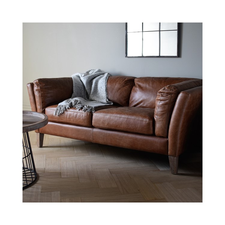 Brown Vintage Leather 2 Seater Sofa - Caspian House