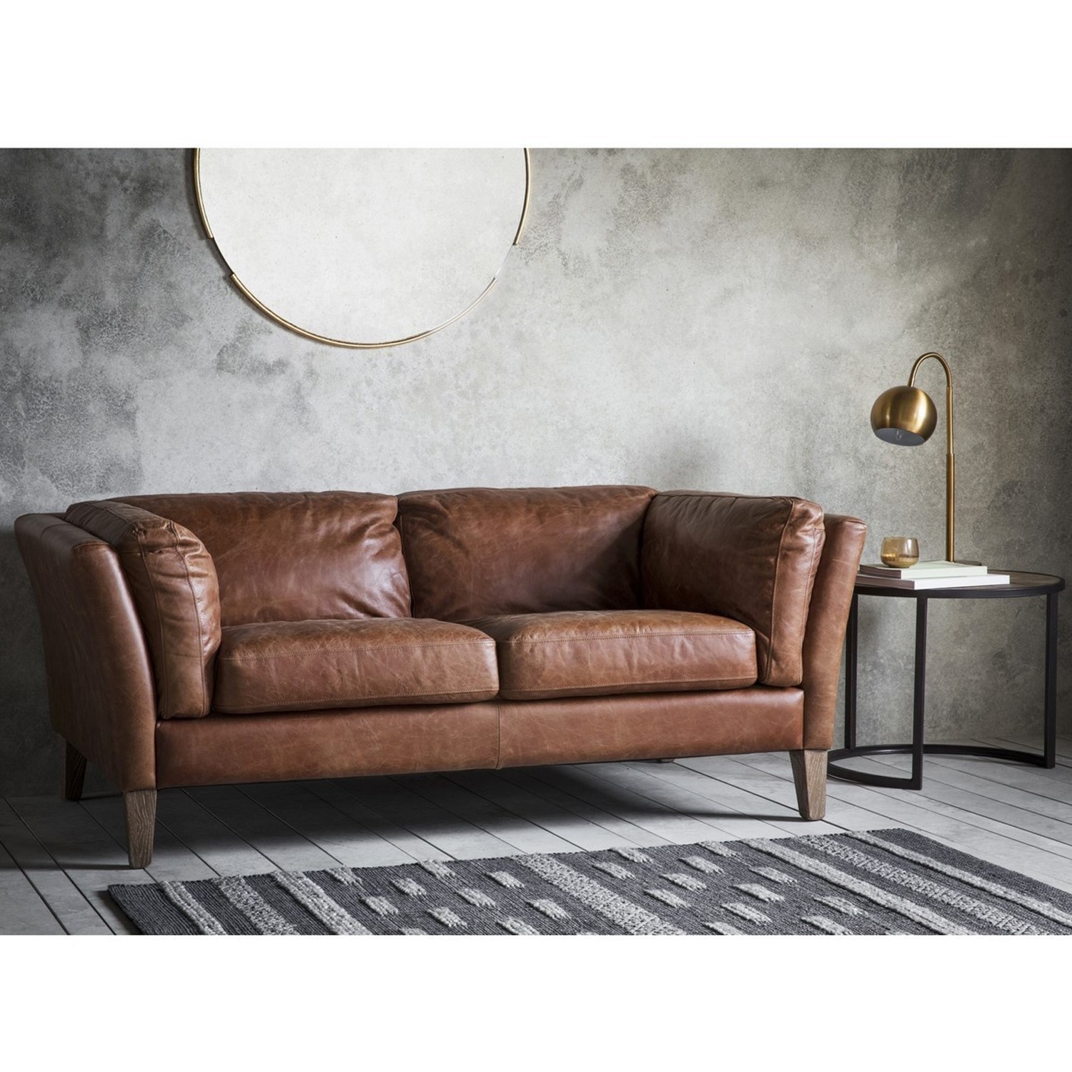 Gallery Vintage Brown Leather Sofa, Brown Leather Settee