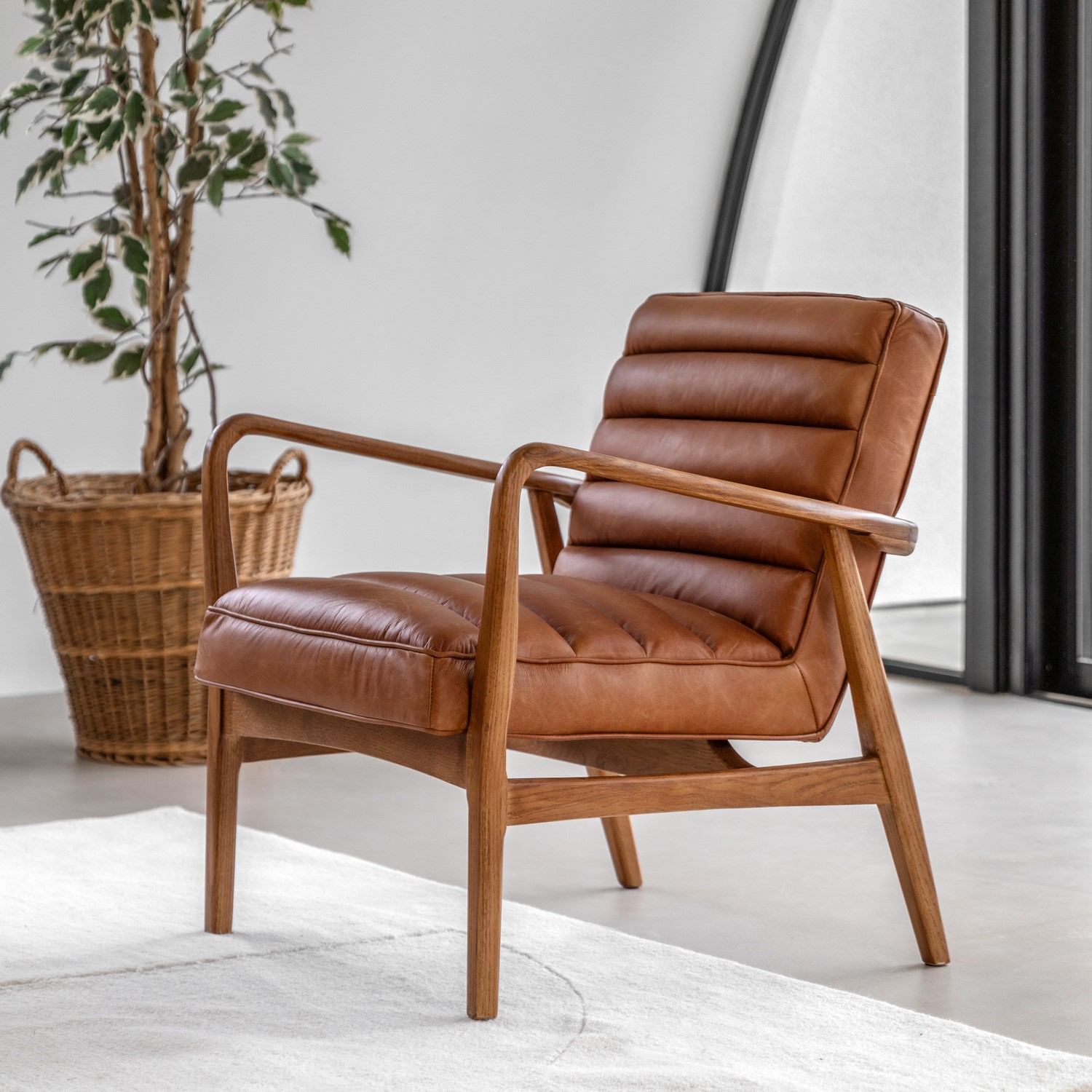 Leather Armchair Wooden Frame