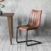 Gallery Edington Pair of Faux Leather Vintage Brown Dining Chairs