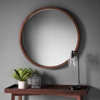 Boho Retreat Round Dark Wood Mirror