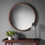 GRADE A1 - Boho Retreat Round Dark Wood Mirror