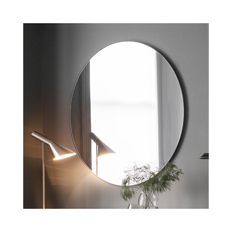 Round Mirror with Black Metal Edge 100cm - Caspian House