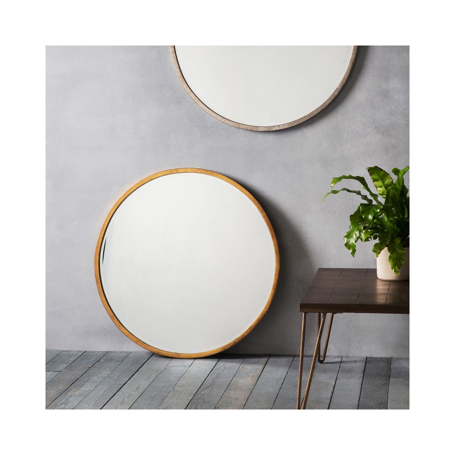 Round Antique Gold Mirror