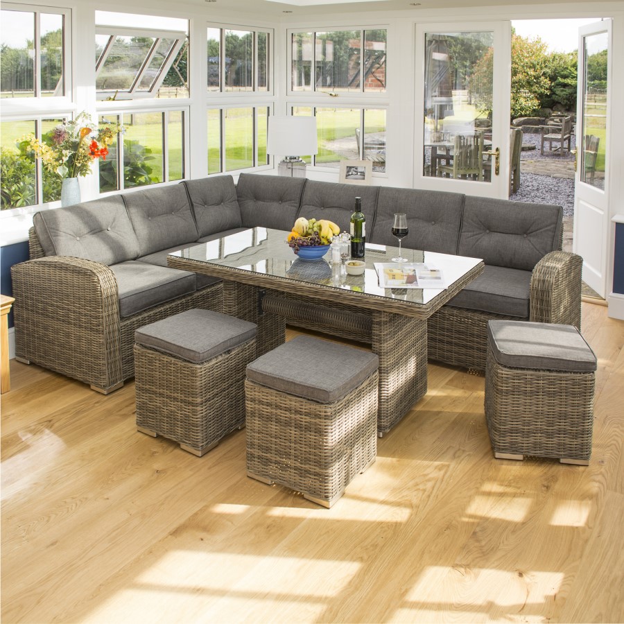 Rowlinson Thornbury 6 Piece Grey Rattan Corner Dining Set