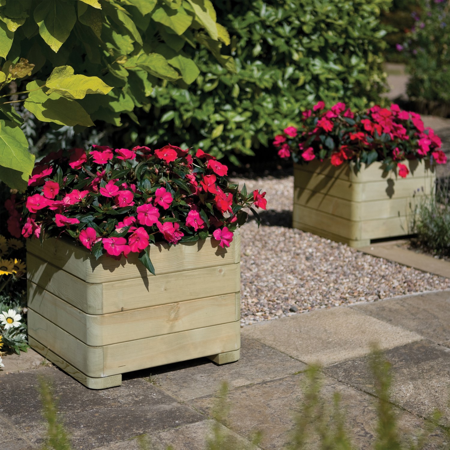 Rowlinson Marberry Wooden Square Planter - Furniture123