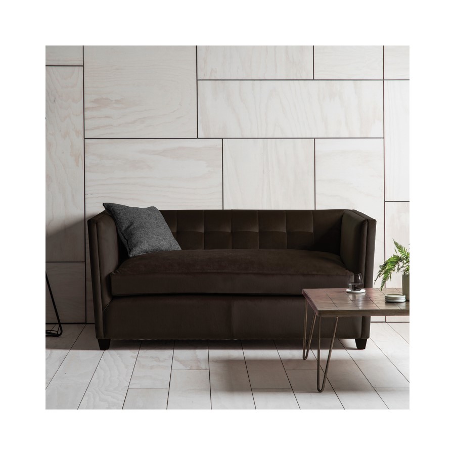 Gallery London 2 Seater Sofa in Brown Espresso Velvet Fabric 