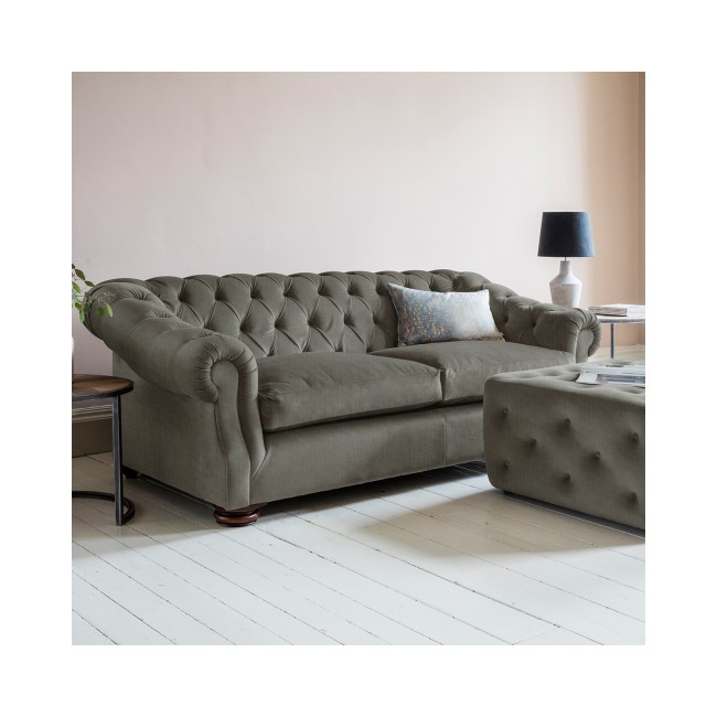 Gallery Hampton Chesterfield Sofa in Upholstery Fabric - Dark Grey