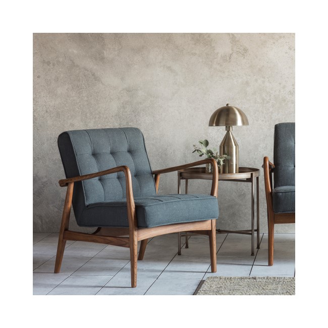 Dark Grey Fabric Mid Century Armchair - Humber - Caspian House