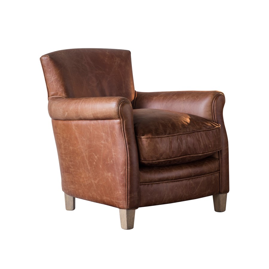 Leather Armchair in Brown - Caspian House