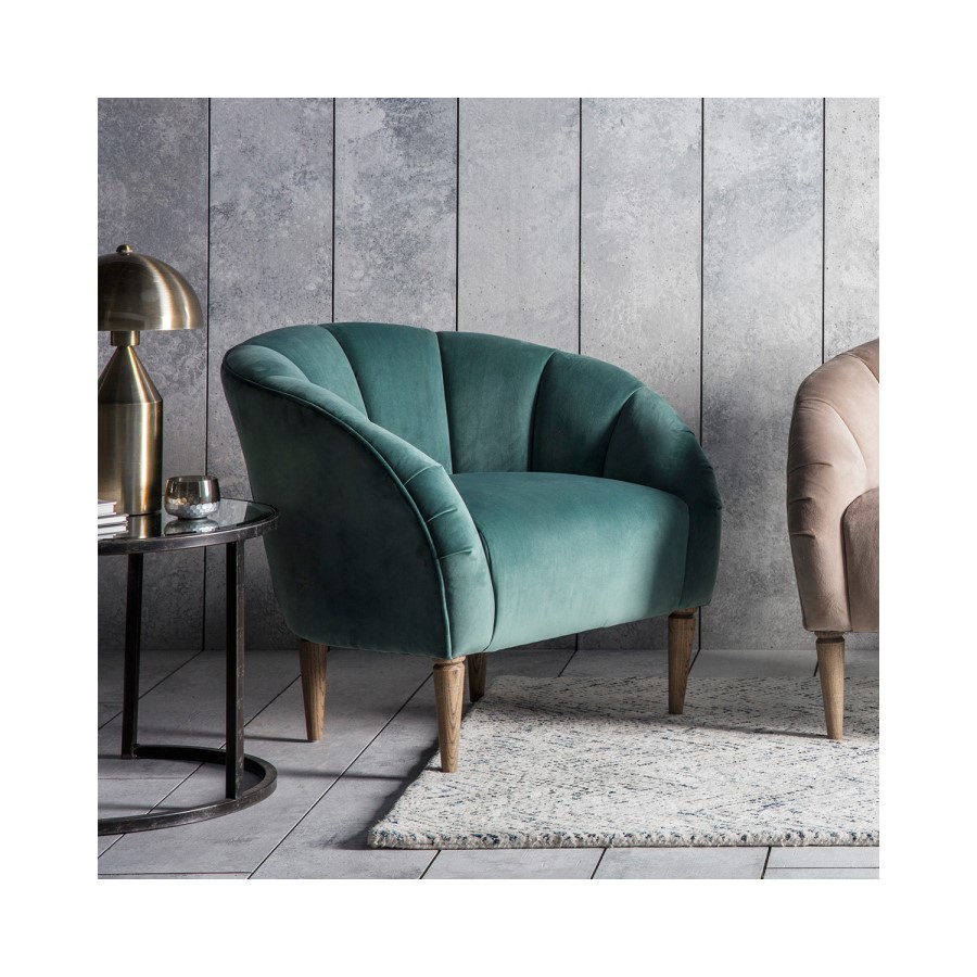 Gallery Tulip Armchair in Green Velvet
