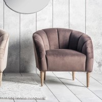Gallery Taupe Brown Velvet Armchair - Tulip Design
