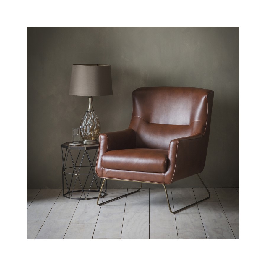 Gallery Brown Vintage Leather Classic Armchair - Camberley 